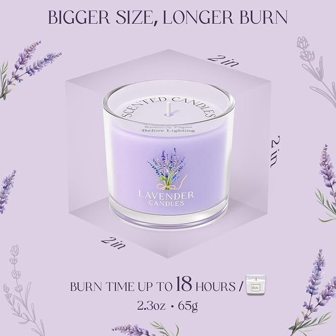 Lavender Candle, Scented Candles Gift Set for Stress Relief, 6 Votive Candles for Women and Men, alternate product view 3