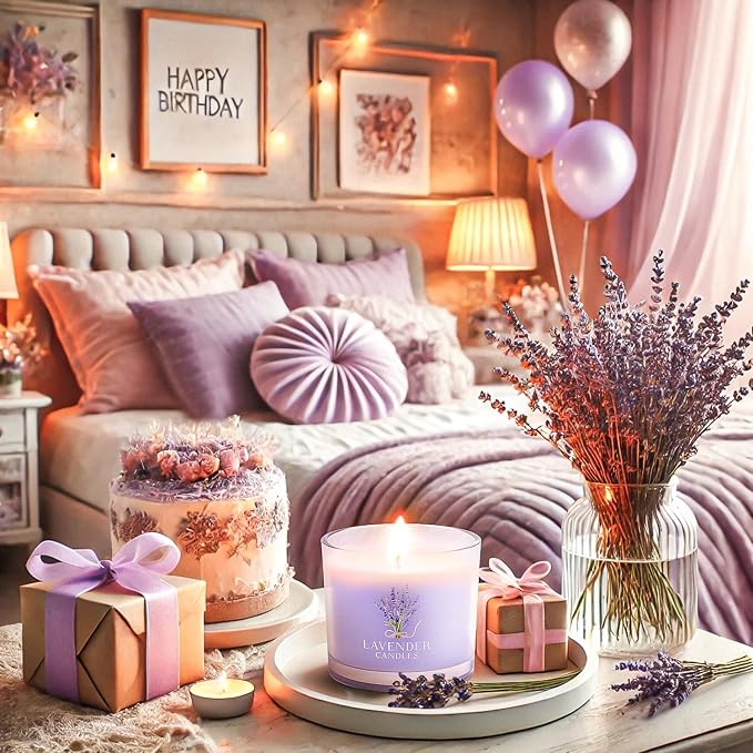 Lavender Candle, Scented Candles Gift Set for Stress Relief, 6 Votive Candles for Women and Men, alternate product view 6