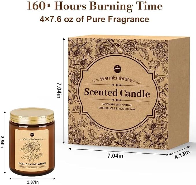 Lavender Candles, 4-Pack Scented Candle Set for Women, 7.6 oz Natural Organic Soy Wax in Glass Jar, alternate product view 3