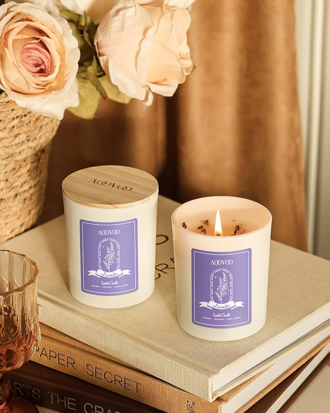 Lavender Candles Set for Women - 4 Pack Candles for Home Scented, Aromatherapy Candle with Crystals Inside, alternate product