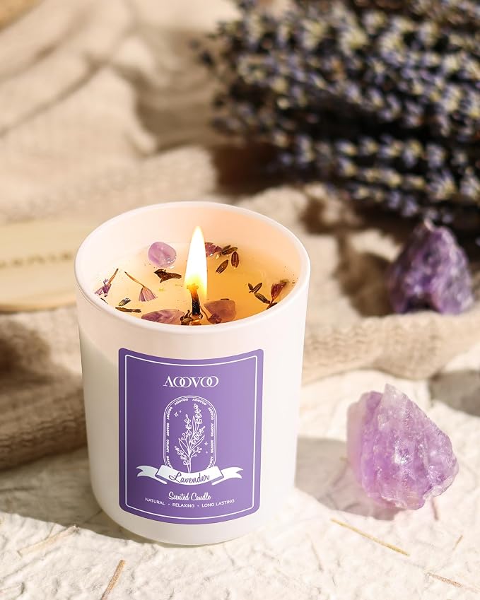 Lavender Candles Set for Women - 4 Pack Candles for Home Scented, Aromatherapy Candle with Crystals Inside, alternate product