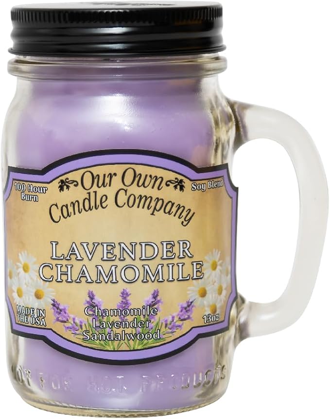 Lavender Chamomile Scented Mason Jar Candle, 100 Hour Burn Time, Made in The USA - 13 Ounces, product image