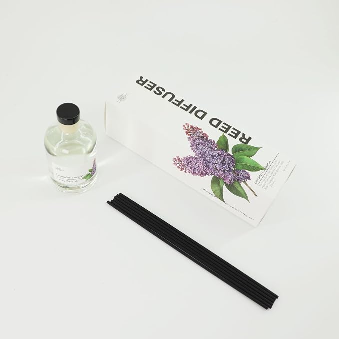 Lavender Eucalyptus Reed Diffuser Set for Bathroom & Home, Long Lasting Essential Oil Aroma, Glass Bottle Home Fragrance with