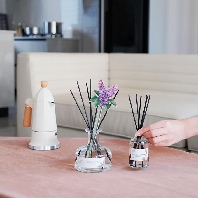 Lavender Eucalyptus Reed Diffuser Set for Bathroom & Home, Long Lasting Essential Oil Aroma, Glass Bottle Home Fragrance with