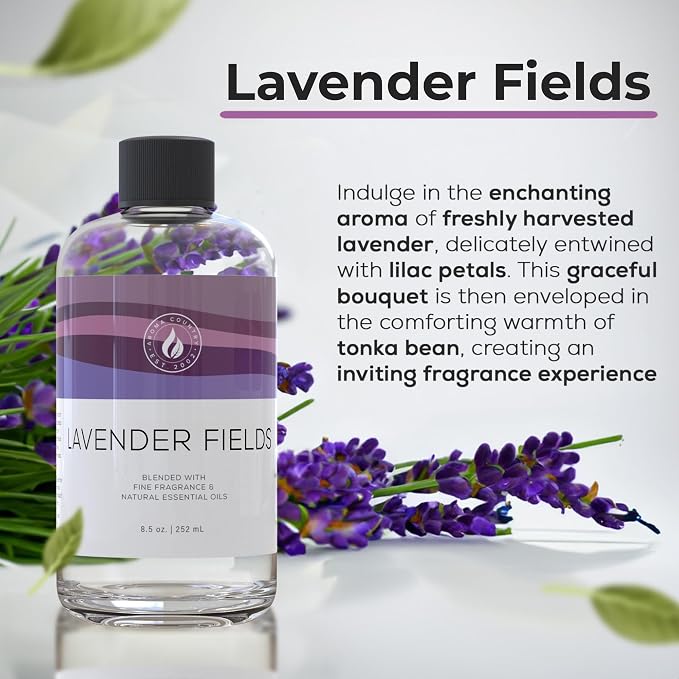 Lavender Fields Diffuser Oil - Luxury Essential Oils for Diffuser Refill & Air Freshener Room Spray, alternate product view 3