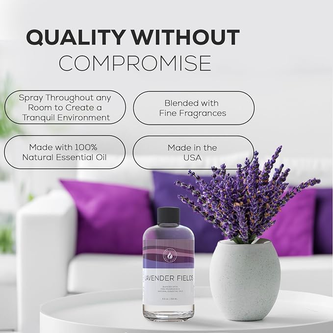 Lavender Fields Diffuser Oil - Luxury Essential Oils for Diffuser Refill & Air Freshener Room Spray, alternate product view 4