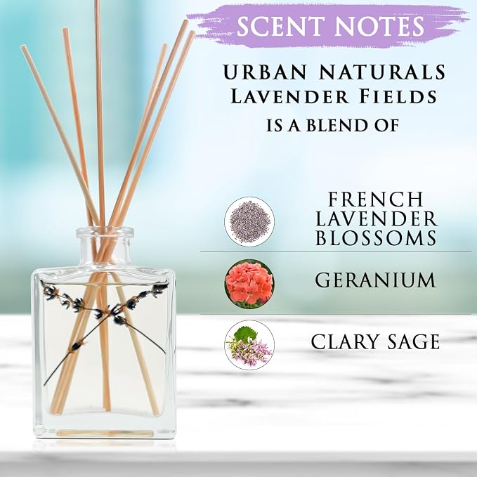 Lavender Fields Oil Essential Oil Reed Diffuser Set with Real Lavender!, alternate product view 4