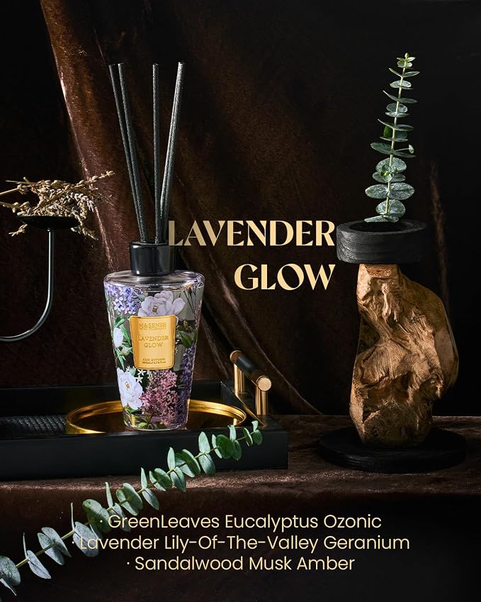 Lavender Glow Reed Diffuser Set - 8.79fl oz Home Fragrance made from natural materials Essential Oil Diffuser with Sticks
