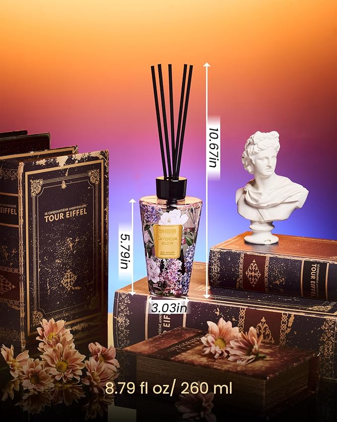 Lavender Glow Reed Diffuser Set - 8.79fl oz Home Fragrance made from natural materials Essential Oil Diffuser with Sticks