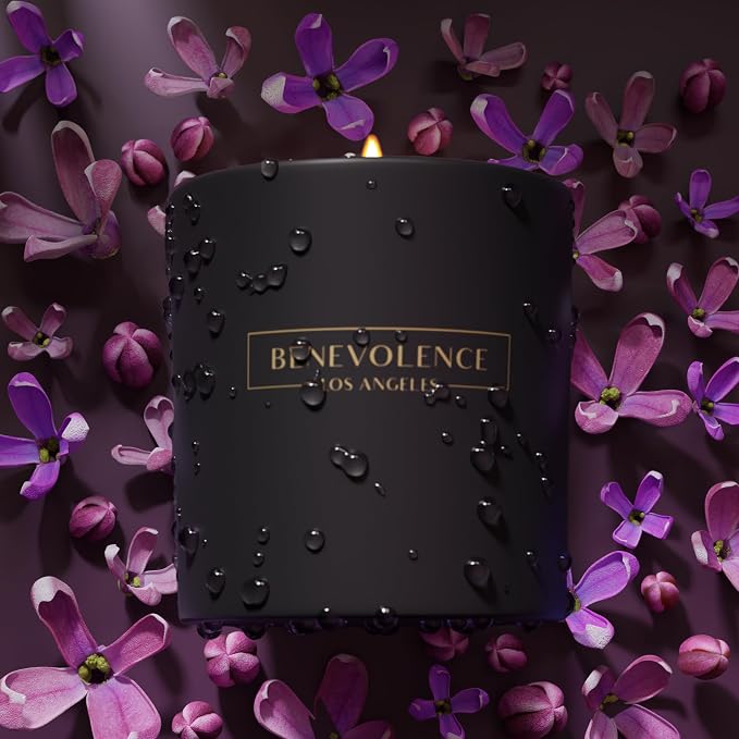 Lavender & Lilac Scented Candle | Soy Christmas Candles, Black Holiday Candle for Home | Gifts for Women and Men | Home