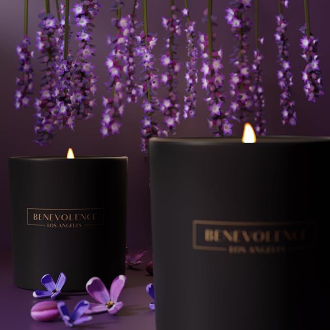 Lavender & Lilac Scented Candle | Soy Christmas Candles, Black Holiday Candle for Home | Gifts for Women and Men | Home
