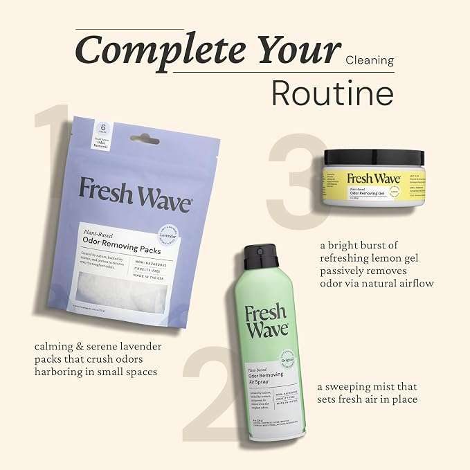 Lavender Odor Eliminating & Deodorizing Packs | Bag of 6 & Fresh Pod Case | Safer Odor Relief for Small Spaces | Natural