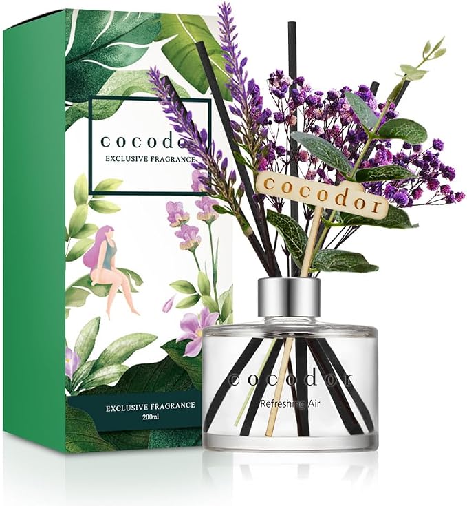 Lavender Reed Diffuser/Refreshing Air/6.7oz/1Pack / Home Fragrance Scent Essential Oil Stick Diffuser for Bedroom Bathroom