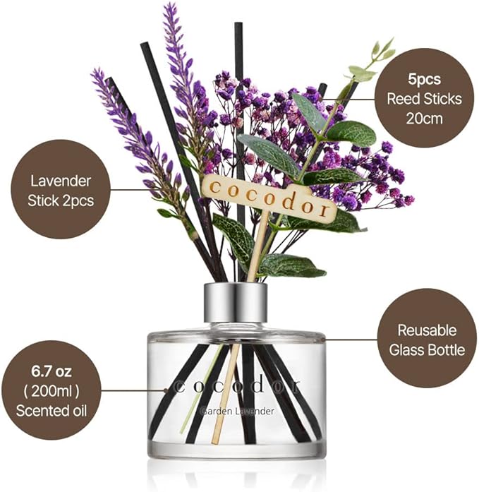 Lavender Reed Diffuser/Refreshing Air/6.7oz/1Pack / Home Fragrance Scent Essential Oil Stick Diffuser for Bedroom Bathroom