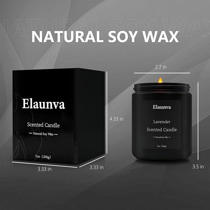 Lavender Scented Candle,7oz(200g),Natural Soy Wax,Aromatherapy Candles,Home Decorations,Romantic Present,Stress Relief and