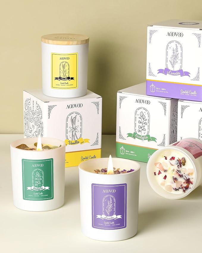 Lavender Scented Candles for Women - Aromatherapy Candle with Crystals Inside, 10oz Soy Candles for Home Scented, alternate