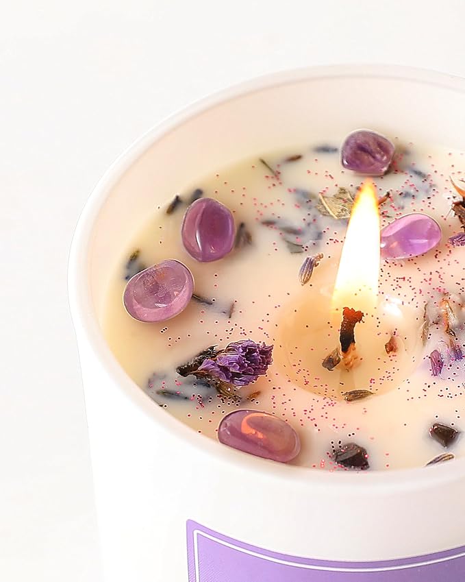 Lavender Scented Candles for Women - Aromatherapy Candle with Crystals Inside, 7oz Soy Candles for Home Scented, alternate