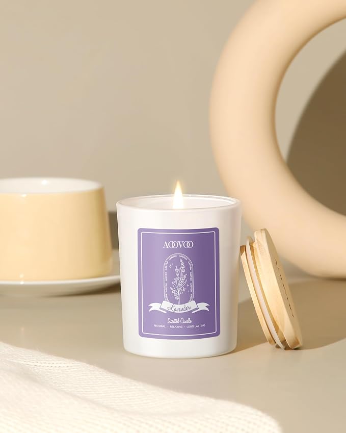 Lavender Scented Candles for Women - Aromatherapy Candle with Crystals Inside, 7oz Soy Candles for Home Scented, alternate