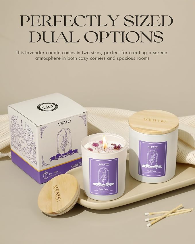 Lavender Scented Candles for Women - Aromatherapy Candle with Crystals Inside, 7oz Soy Candles for Home Scented, alternate