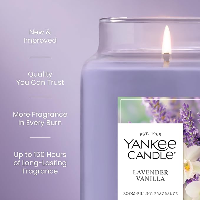 Lavender Vanilla, Scented Candle, 22oz Large Jar with up to 150 Hour Burn Time, Giftable, alternate product view 3