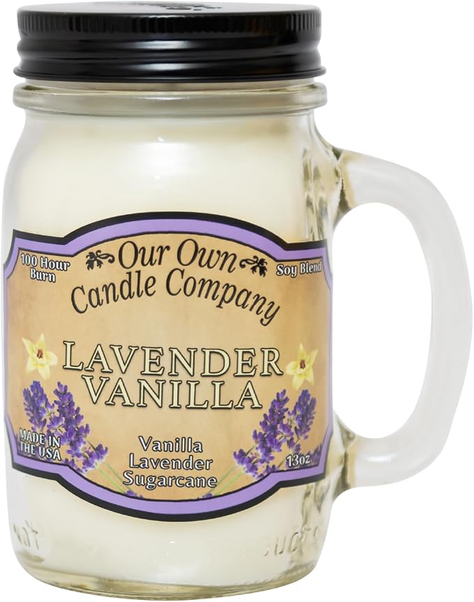 Lavender Vanilla Scented Mason Jar Candle, 100 Hour Burn Time, 13 Ounces, product image