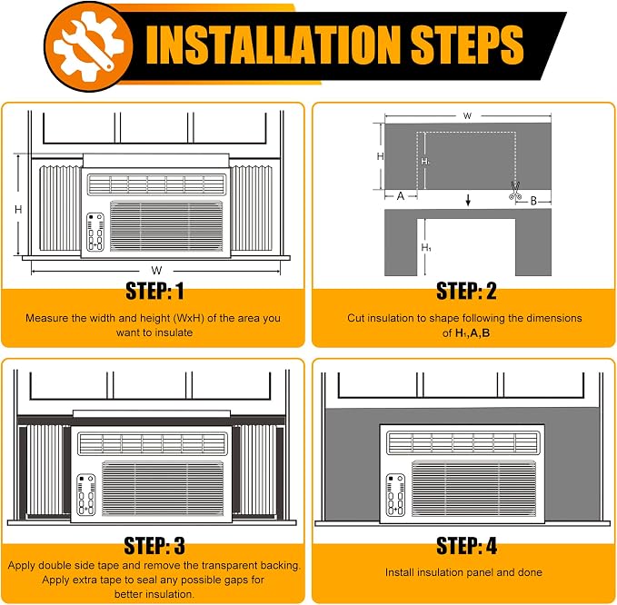 Window Air Conditioner Side Panels,Full Surround AC Foam Panel for Indoor Window AC Units,Summer and Winter