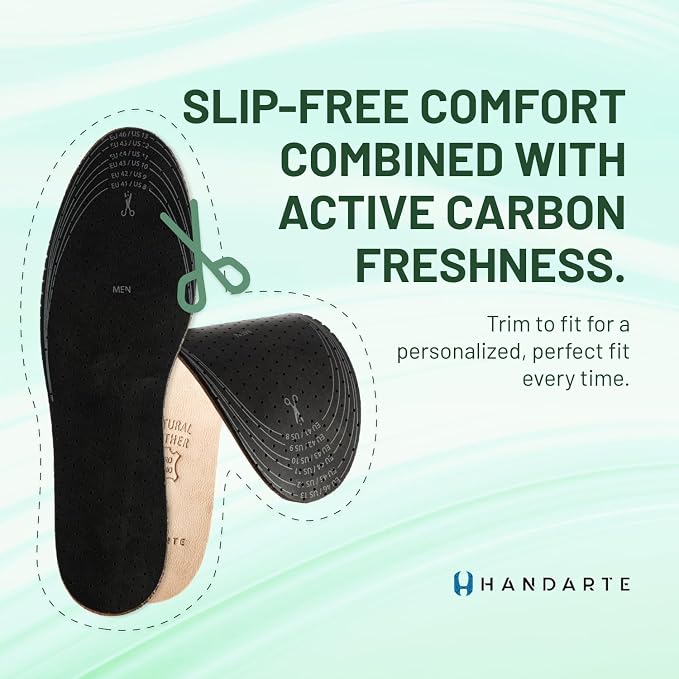 Leather Anti Odor Insoles | Cuttable Odor Eaters Insoles Women | Shoe Deodorizer Thin Insert - Odor Eliminator for Shoes