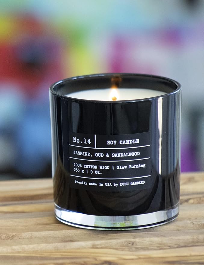 | Leather & Tibetan Oud | Luxury Scented Soy Jar Candle | Hand Poured in The USA | Highly Scented & Long, alternate product