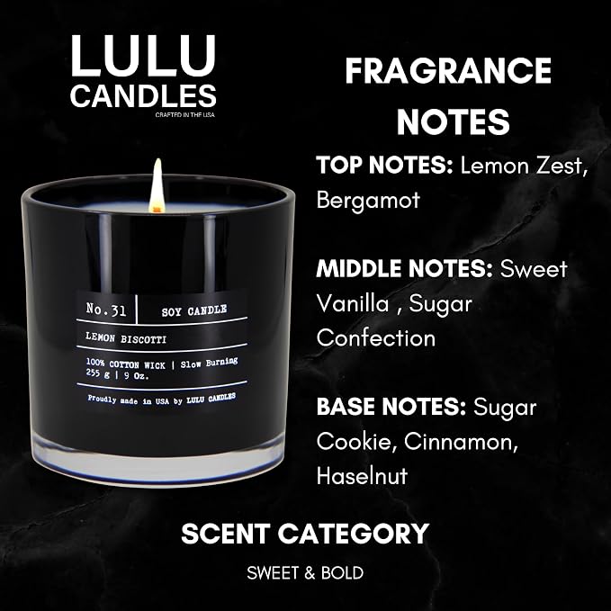 | Lemon Biscotti | Highly Scented Candles for Home | Soy Blend Jar Candle with 100% Cotton Wick | Slow Burning, alternate