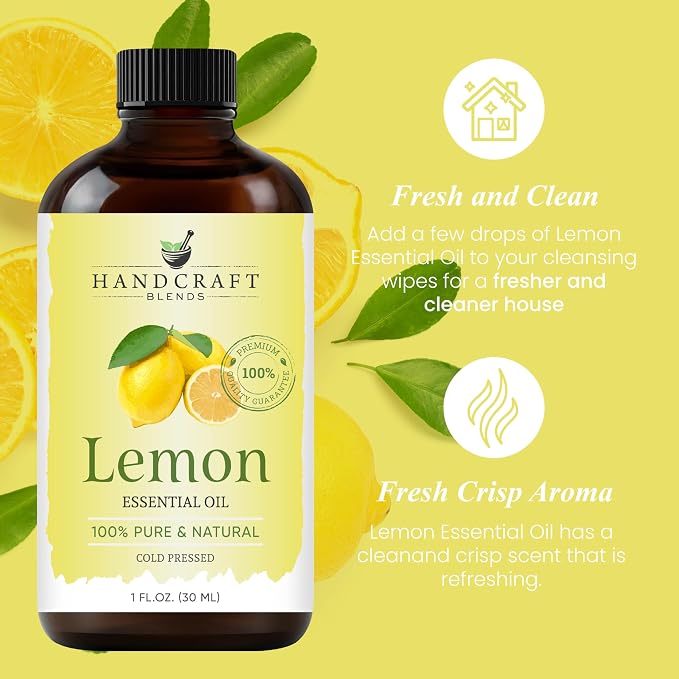 Lemon Essential Oil – 1 Fl Oz – 100% Pure and Natural – Premium Grade Essential Oil for Diffuser and Aromatherapy, Skin