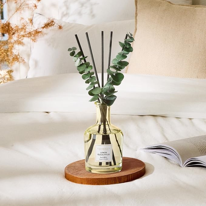 Lemon Eucalyptus Reed Diffuser – 6.76 oz Essential Oil with Sticks & Dried Eucalyptus Branches, alternate product view 4