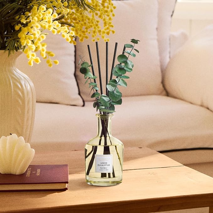 Lemon Eucalyptus Reed Diffuser – 6.76 oz Essential Oil with Sticks & Dried Eucalyptus Branches, alternate product view 6