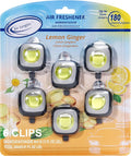 Lemon Ginger Scent Car Air Freshener Clip, 6 Vent Clips, 4ml Each, Long Lasting Air Freshener, product image