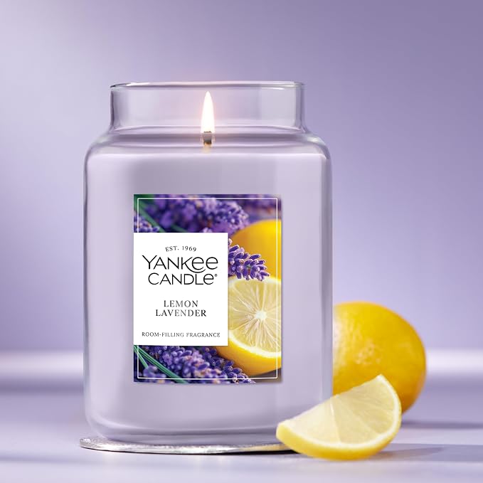 Lemon Lavender, Scented Candle, 22oz Large Jar with up to 150 Hour Burn Time, Giftable, Birthdays, alternate product view 4