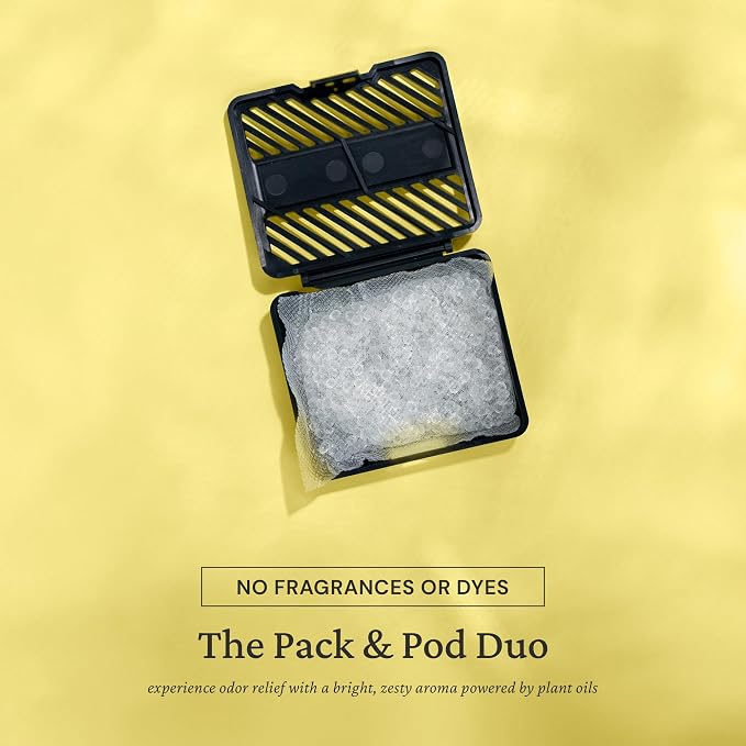 Lemon Odor Eliminating & Deodorizing Packs | Bag of 6 & Fresh Pod Case | Safer Odor Relief for Small Spaces | Natural