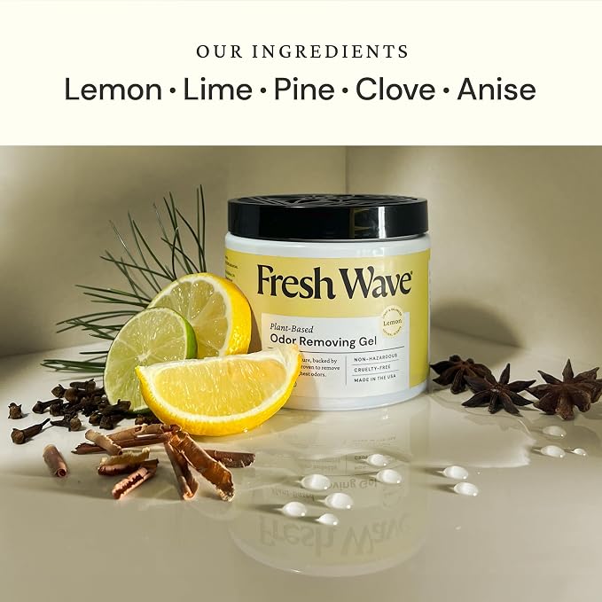 Lemon Odor Removing Gel, 15 oz., Pack of 4 - Safer Odor Absorbers for Home, Natural Plant-Based Odor Eliminator, Every 15 oz.