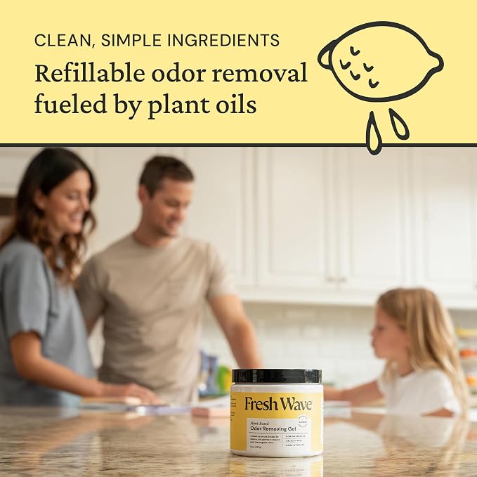 Lemon Odor Removing Gel, 15 oz., Pack of 4 - Safer Odor Absorbers for Home, Natural Plant-Based Odor Eliminator, Every 15 oz.