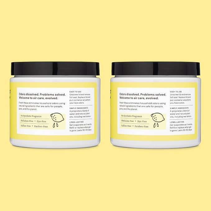 Lemon Odor Removing Gel, 15 oz., Pack of 4 - Safer Odor Absorbers for Home, Natural Plant-Based Odor Eliminator, Every 15 oz.