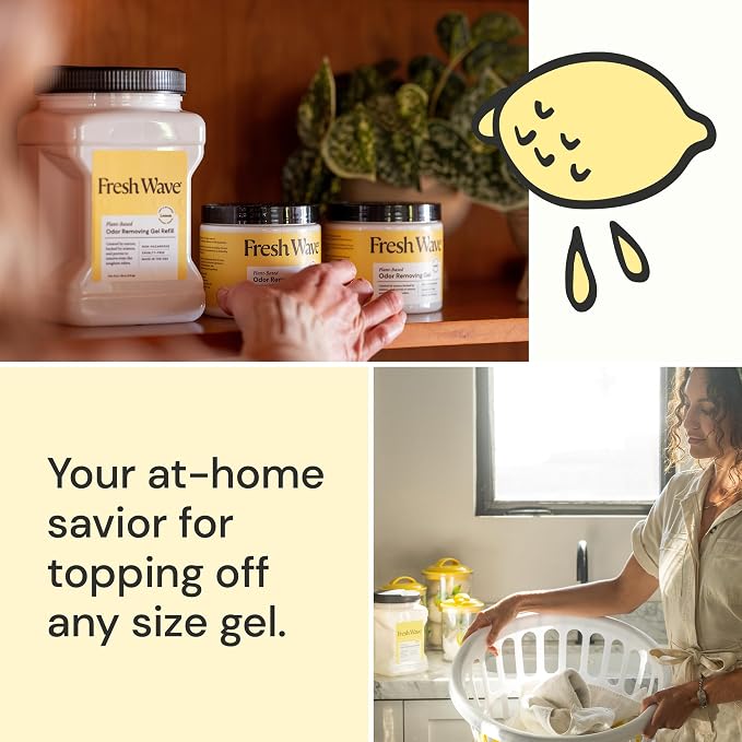 Lemon Odor Removing Gel Refill, 63 oz. - Safer Odor Absorbers for Home, Natural Plant-Based Odor Eliminator, alternate view 3