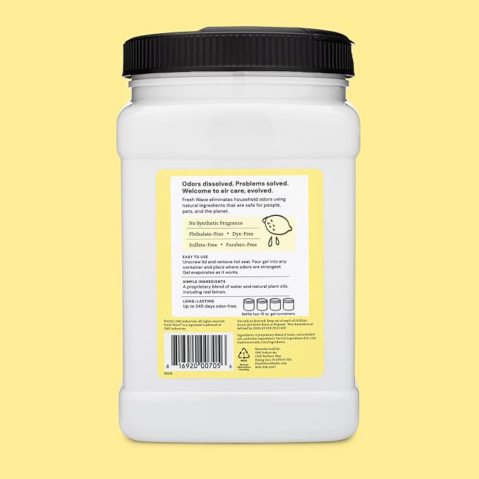 Lemon Odor Removing Gel Refill, 63 oz. - Safer Odor Absorbers for Home, Natural Plant-Based Odor Eliminator, alternate view 8