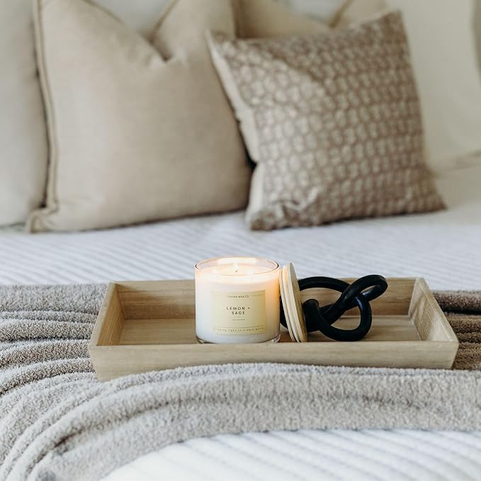 . Lemon & Sage 3 Wick Scented Candle - 43 Hour Burn - Luxury 3 Wick Soy Candles, alternate product view 7