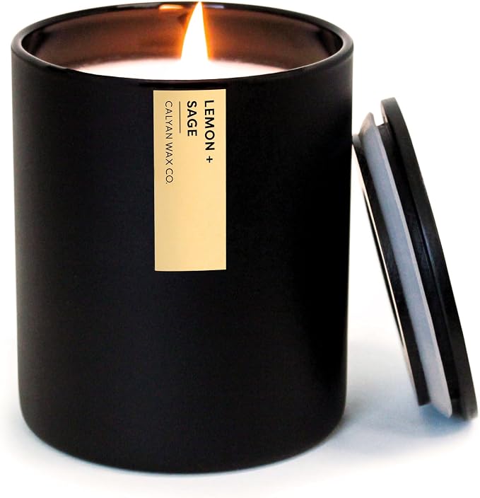 . Lemon & Sage Scented Candle - 75 Hour Burn - Luxury made from natural materials Soy Wax Candles, product image