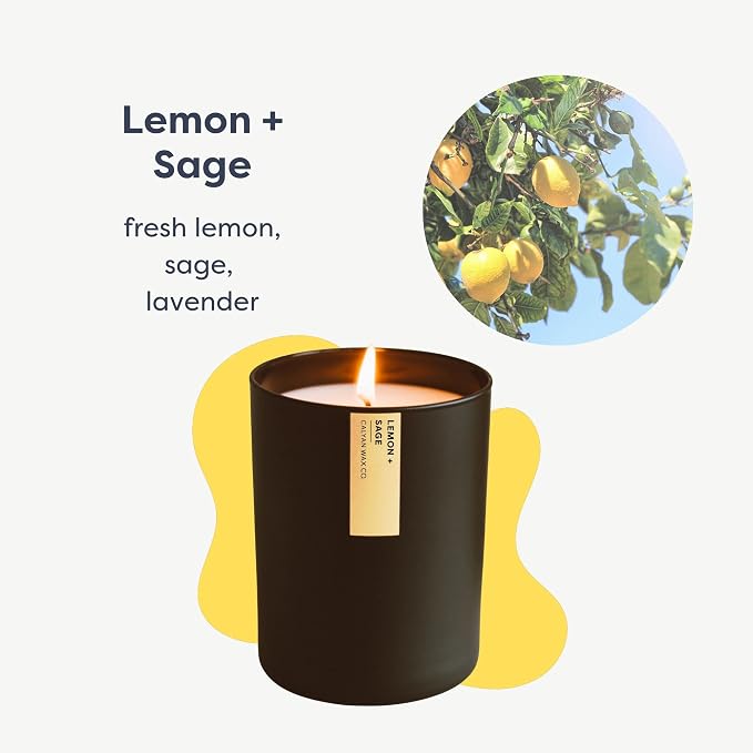 . Lemon & Sage Scented Candle - 75 Hour Burn - Luxury made from natural materials Soy Wax Candles, alternate product view 2