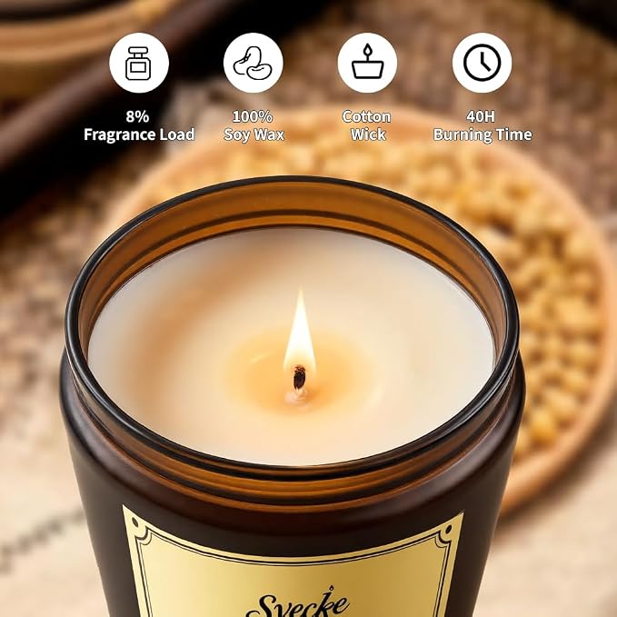Lemon Scented Candles, 7oz Soy Wax Candle, Long Lasting Aromatherapy Jar Candle for Home, Scented Long Burning Candle Gift