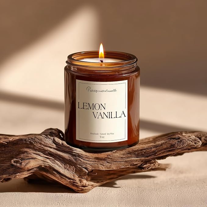 Lemon Vanilla Scented Candle for Home, Natural Soy Wax Aromatherapy made from natural materials Candle Gifts for Women &