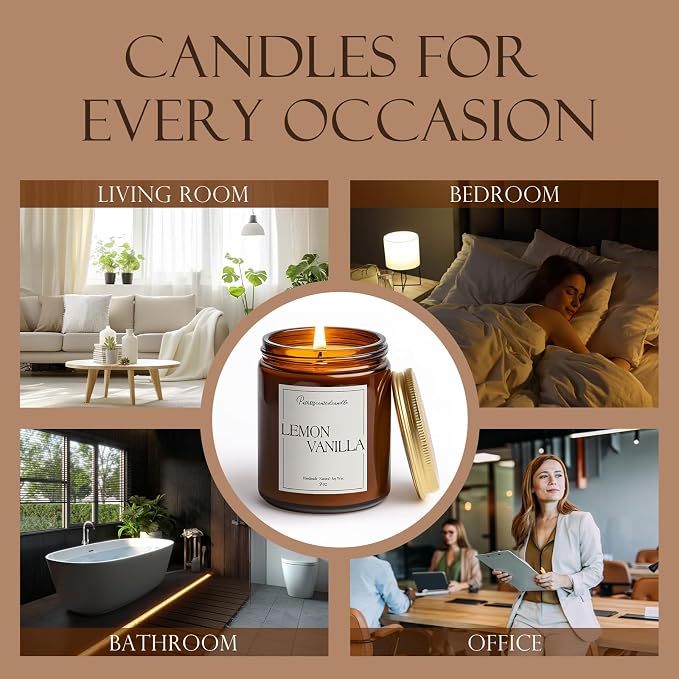 Lemon Vanilla Scented Candle for Home, Natural Soy Wax Aromatherapy made from natural materials Candle Gifts for Women &