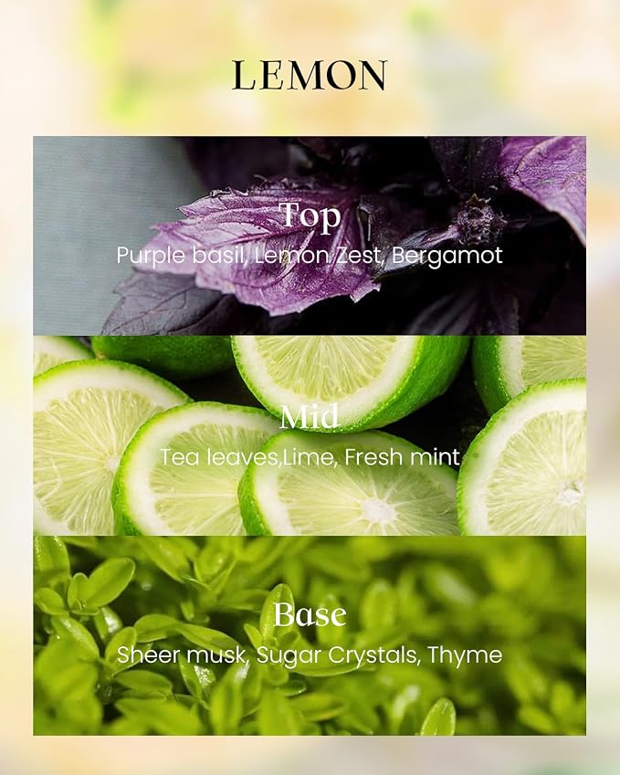 Lemon Vegan Soy Candles, made from natural materials 8.1oz 42-Hour Long Burning, alternate product view 2