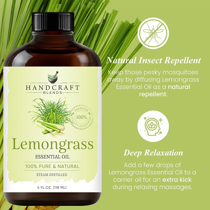 Lemongrass Essential Oil – Huge 4 Fl Oz – 100% Pure and Natural – Premium Grade Essential Oil for Diffuser and, alternate