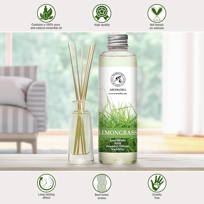 Lemongrass Reed Diffuser Refill, Natural Essential Lemongrass Oil 6.8 Fl Oz - Fresh & Long Lasting Fragrance, alternate
