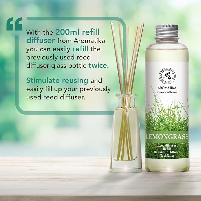 Lemongrass Reed Diffuser Refill, Natural Essential Lemongrass Oil 6.8 Fl Oz - Fresh & Long Lasting Fragrance, alternate